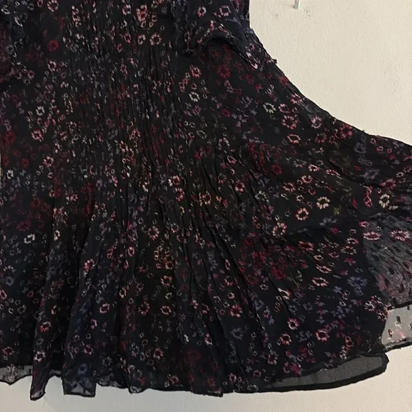 Flaw - New Reiss Long Sleeve Pintuck Floral Ruffle Mini Dress Size 12 NWT - Picture 7 of 13